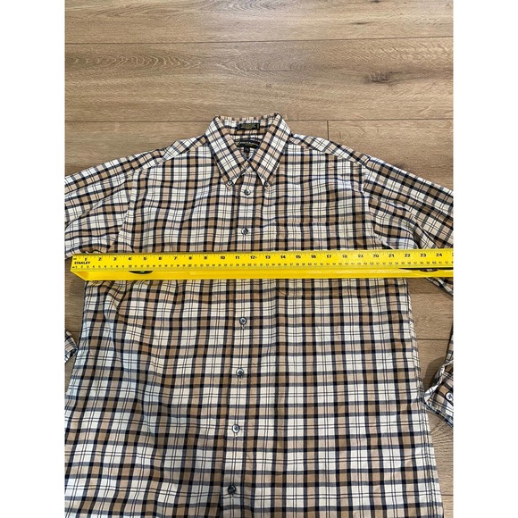 Kinloch Anderson Shirt Large L Brown Plaid Button Up Flannel Mens Wool Cotton - Picture 7 of 7